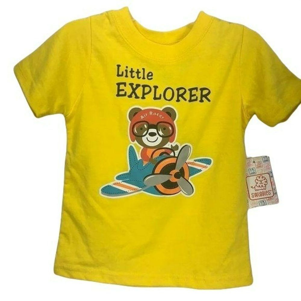 Swiggles Shirt Yellow Little Explorer Bear Airplane Size 24 Months